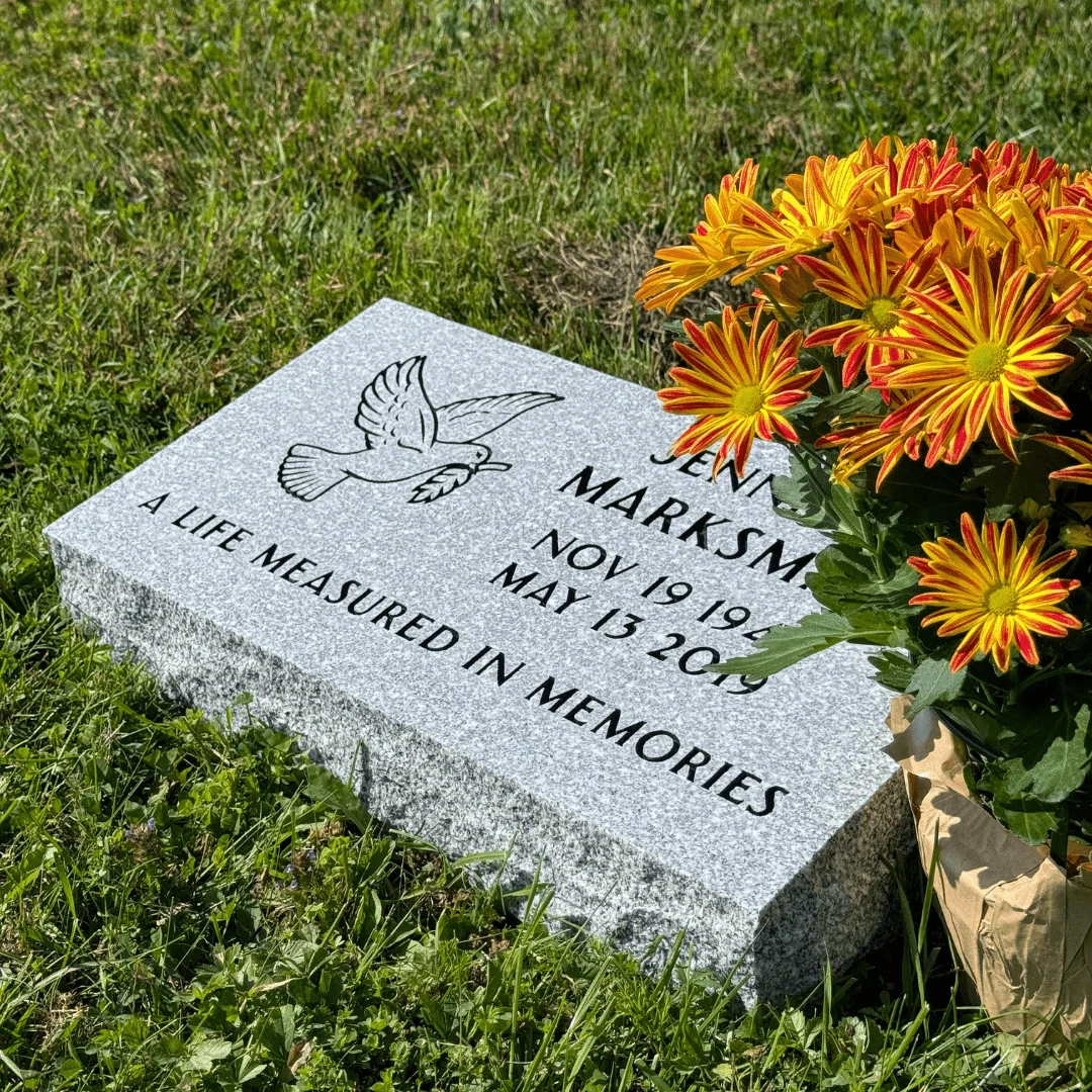 Bevel (Pillow) Grave Marker with One Symbol - (20 x 10 x 6-4 in) - Image 3