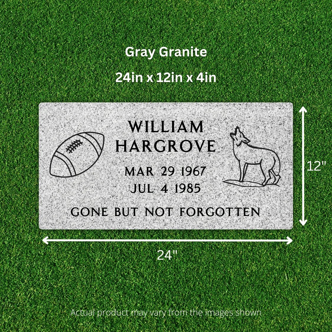 Flat Headstone Marker with Two Symbols - (24 x 12 x 4 in) - Image 3