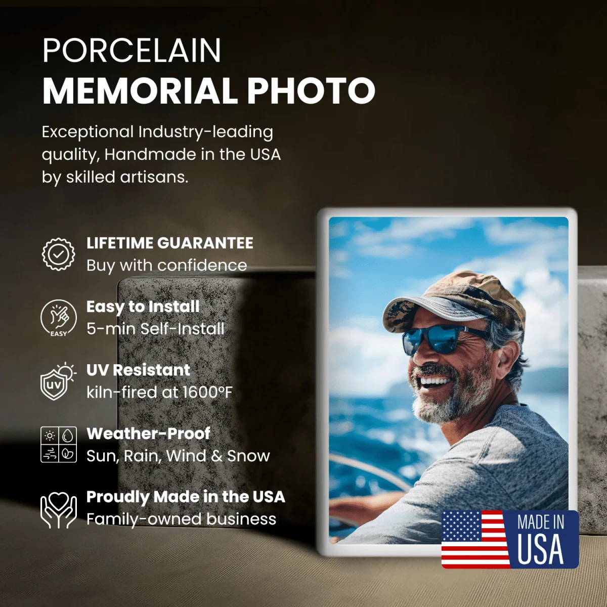 Rectangular Porcelain Memorial Photo - Color - Image 5