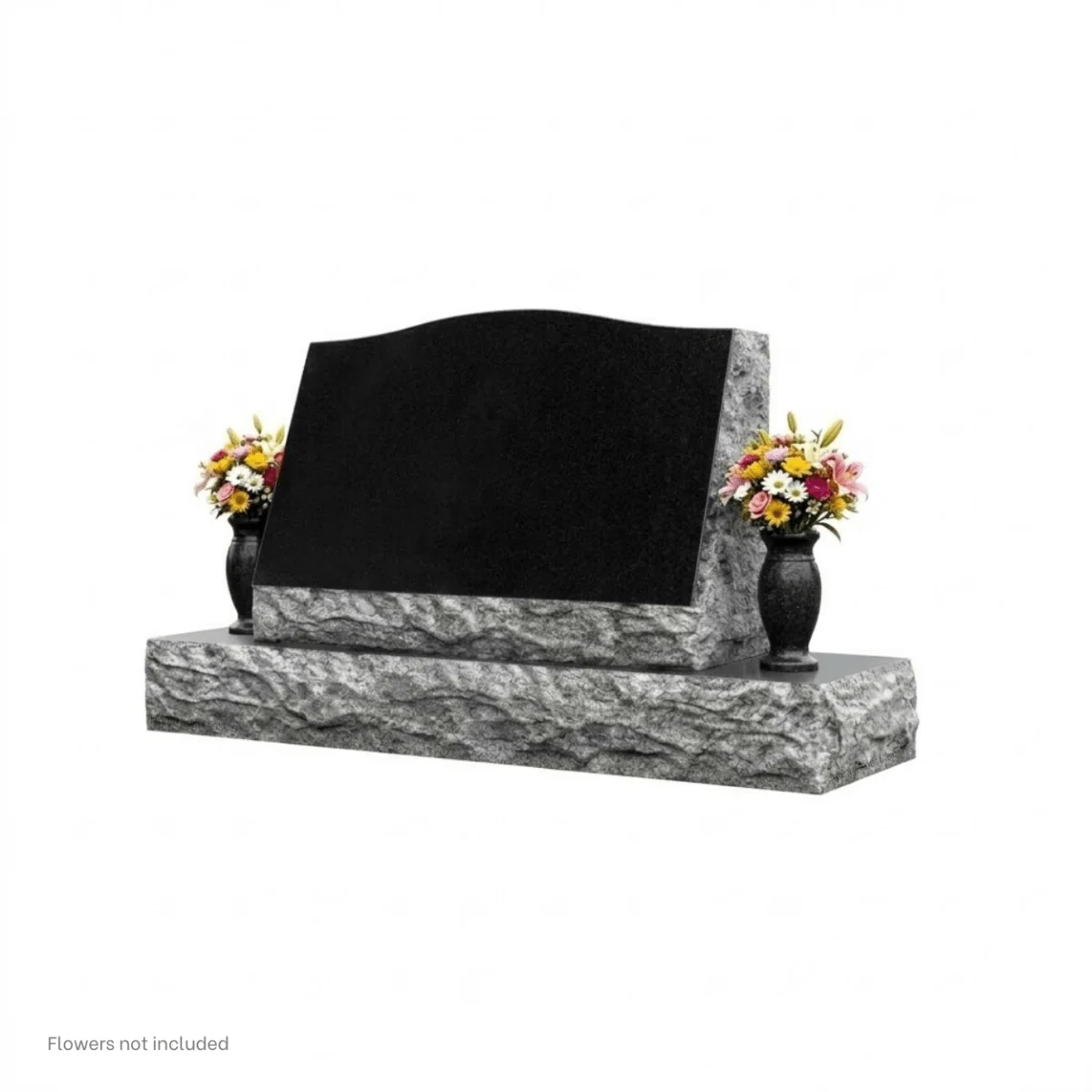 Slant Headstone Marker - Companion (Double) with Symbol  - (24 x 10 x 16 in) - Black Granite - Image 3
